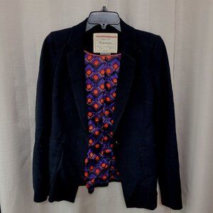 Cartonnier Anthropologie Single Button Blazer Women's Size 2 Black Rayon Blend
